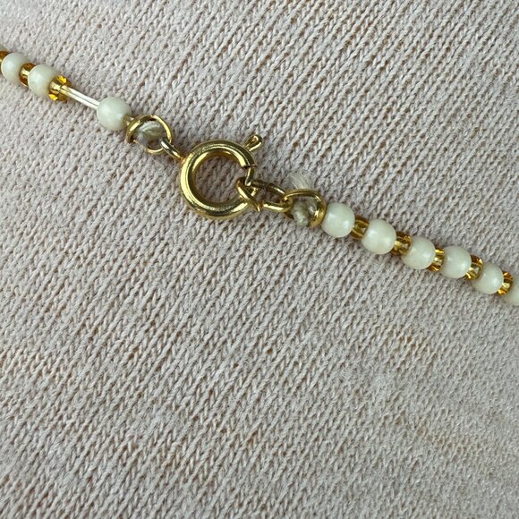 Vintage Mother of Pearl MOP Beaded Necklace 15.5" - Picture 7 of 9